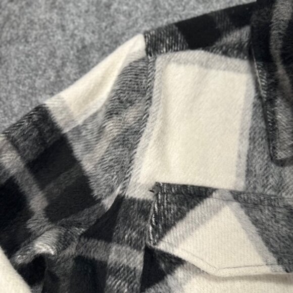 Jason Maxwell Womens Black White Plaid Chore Shacket Medium Shirt Jacket Fall - Picture 10 of 15